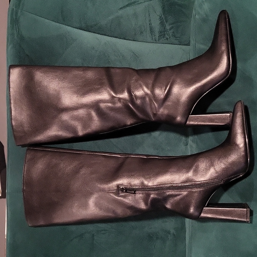 Faux leather zara knee high boots